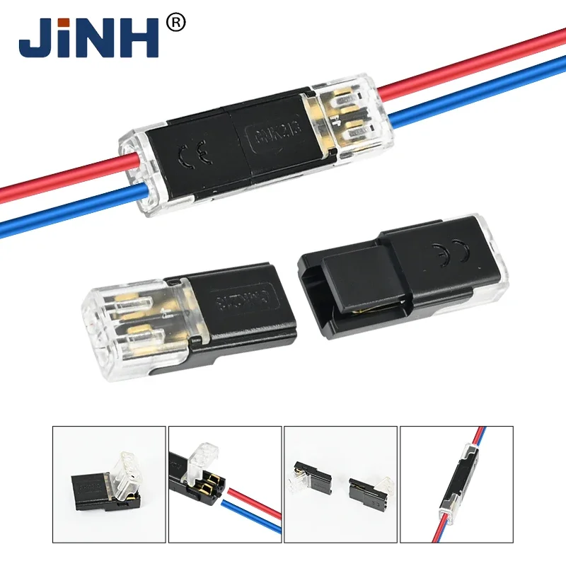 JINH 15/30 Units Locking Wire Linker CMK213, Inline Coupler with Buckle Fastener, for LED Strip Connection, Quick Install