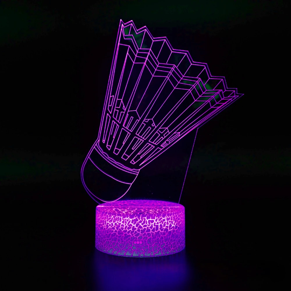 Badminton Night Light for Kids 3D Illusion Night Lamp USB LED Table Lamp 7 Color Changing Room Decor Birthday Christmas Gifts
