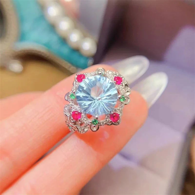 

New Natural Topaz Ring, 925 Silver Women's Ring, Simple and Fashionable, Welfare Price Sales