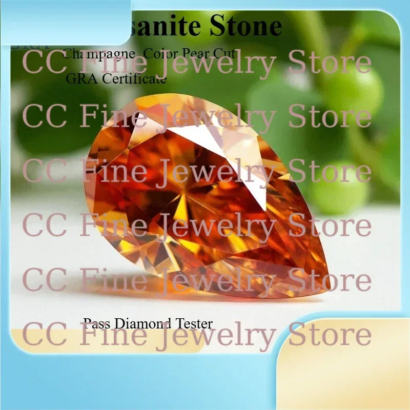 

Moissanite Stone Pear Cut Champagne Color Lab Grown Diamond DIY Jewelry Making Materials With Certificate Wholesale Price