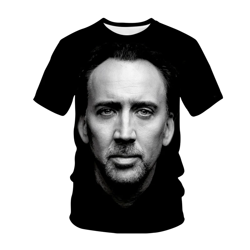 Funny T-Shirts Nicolas Cage Face 3D Printed Streetwear Men Women Fashion Oversized Short Sleeve T Shirt Kids Tees Tops Clothing