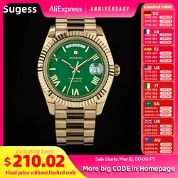 2023 New Sugess Watch of Men 40mm Day Date Automatic Dandong SL3034 movimento Retro orologio da polso meccanico vetro zaffiro dorato