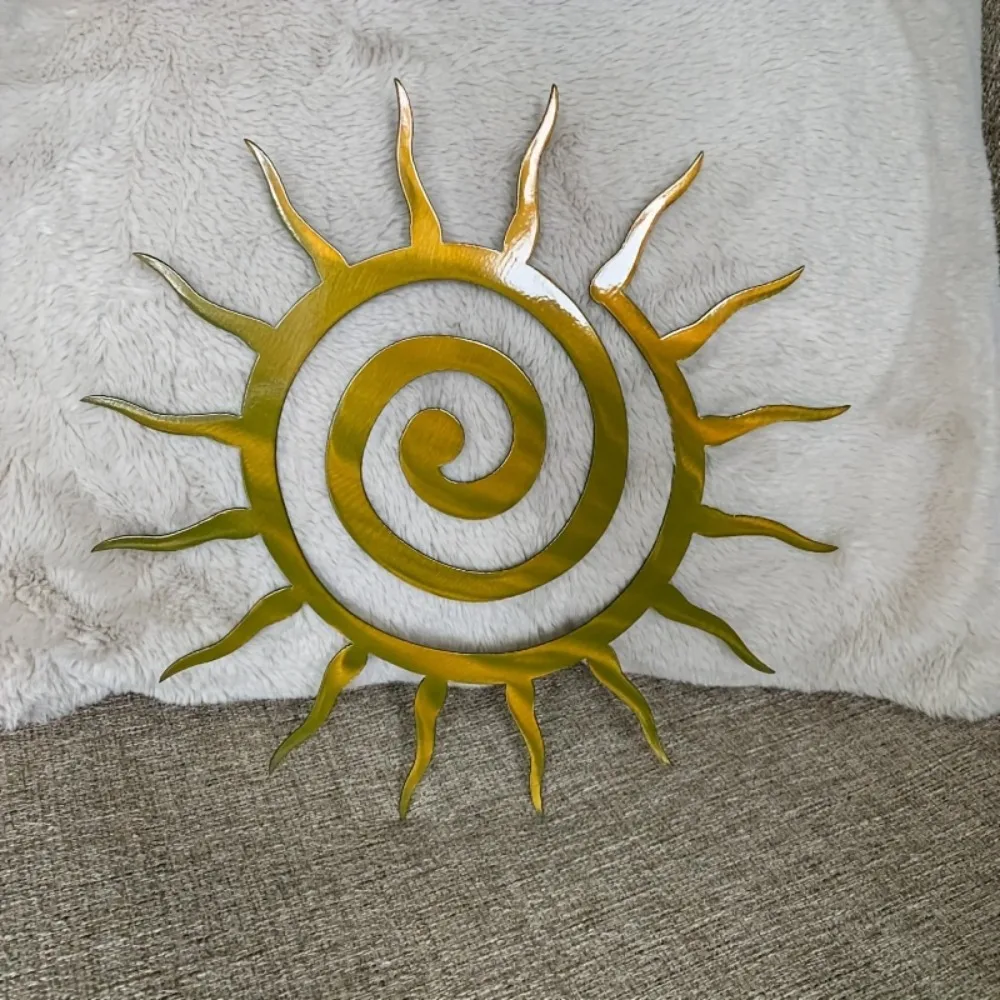 Spiral Sun Metal Wall Art Decor Weatherproof Rustic Yard Sculpture for Outdoor Patio Deck Porch Garden Fence Hanging Ornament