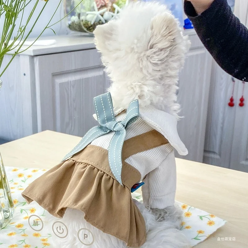 PETCIRCLE Dog Clothes Khaki Lady Strap Dress For Small Dog Puppy Pet Cat All seasons Pet Cute Costume Pet Clothes Dog Skirt Coat