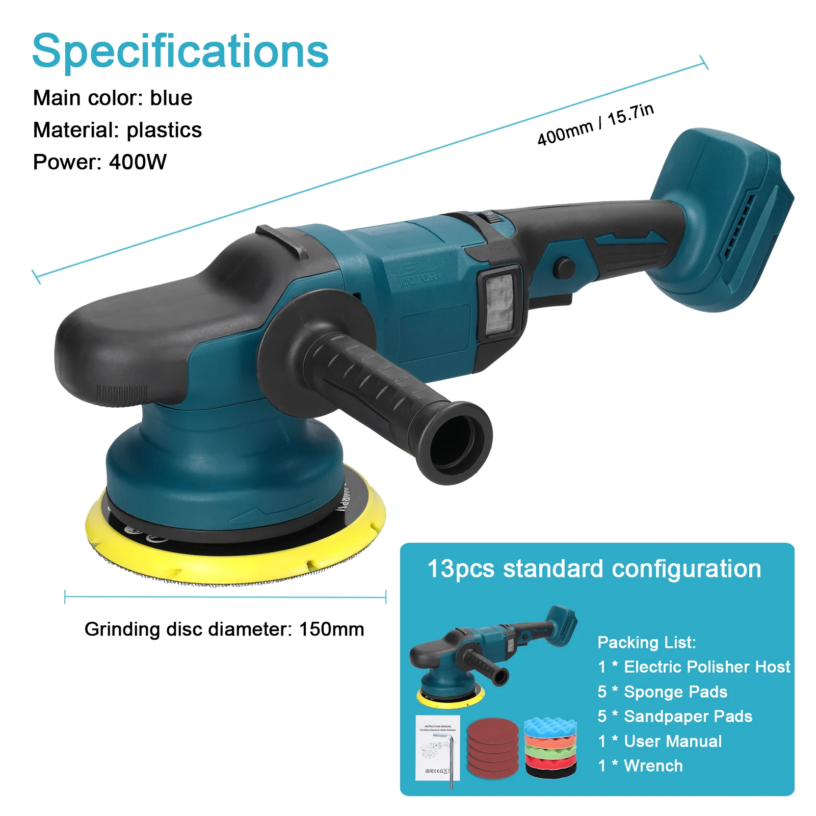 Electric Car Polisher Adapted to Makita battery Cordless Waxing Polishing Grinding Sanding Machine Orbital Sander