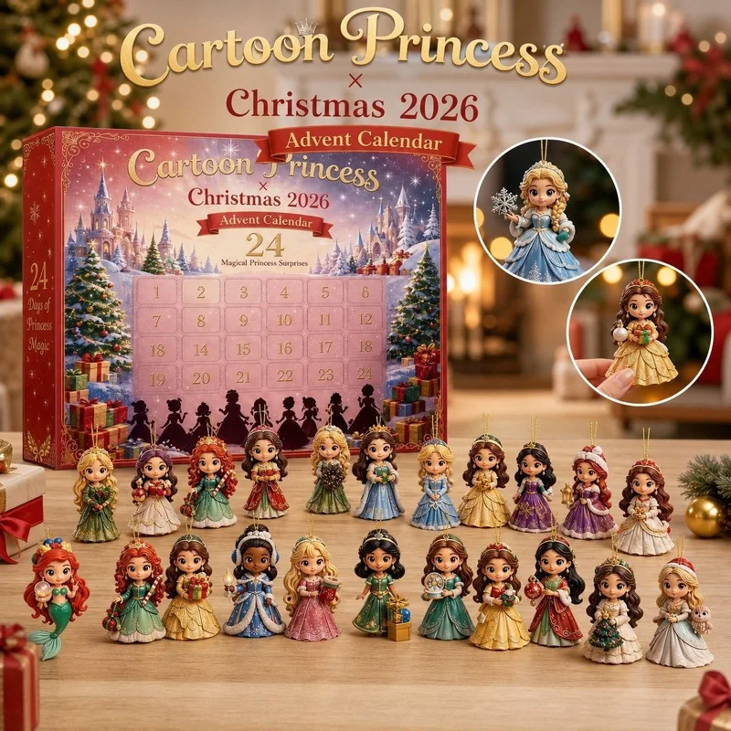 Cartoon Princess Christmas Advent Calendar 24 Days Countdown Hanging Ornament Set Christmas Tree Home Holiday Decoration Gift