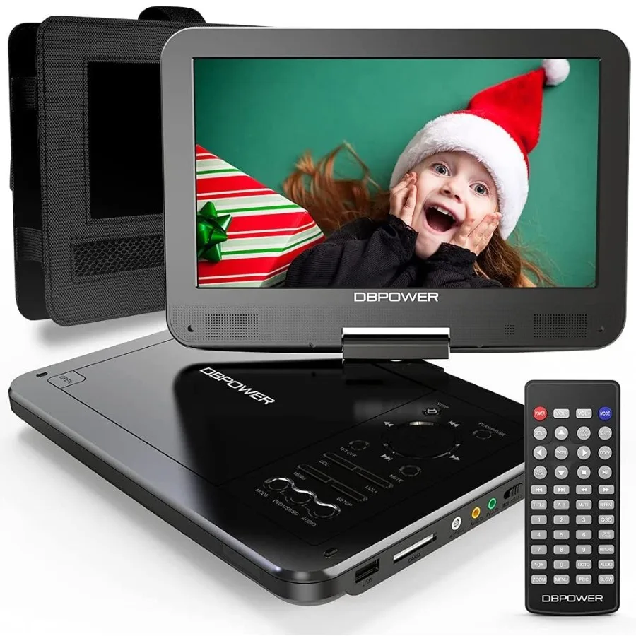 

DBPOWER 12 Portable DVD Player with 5Hour Rechargeable Battery; 10 Swivel Display Screen and SD USB Port; with 1.8m Car Charger