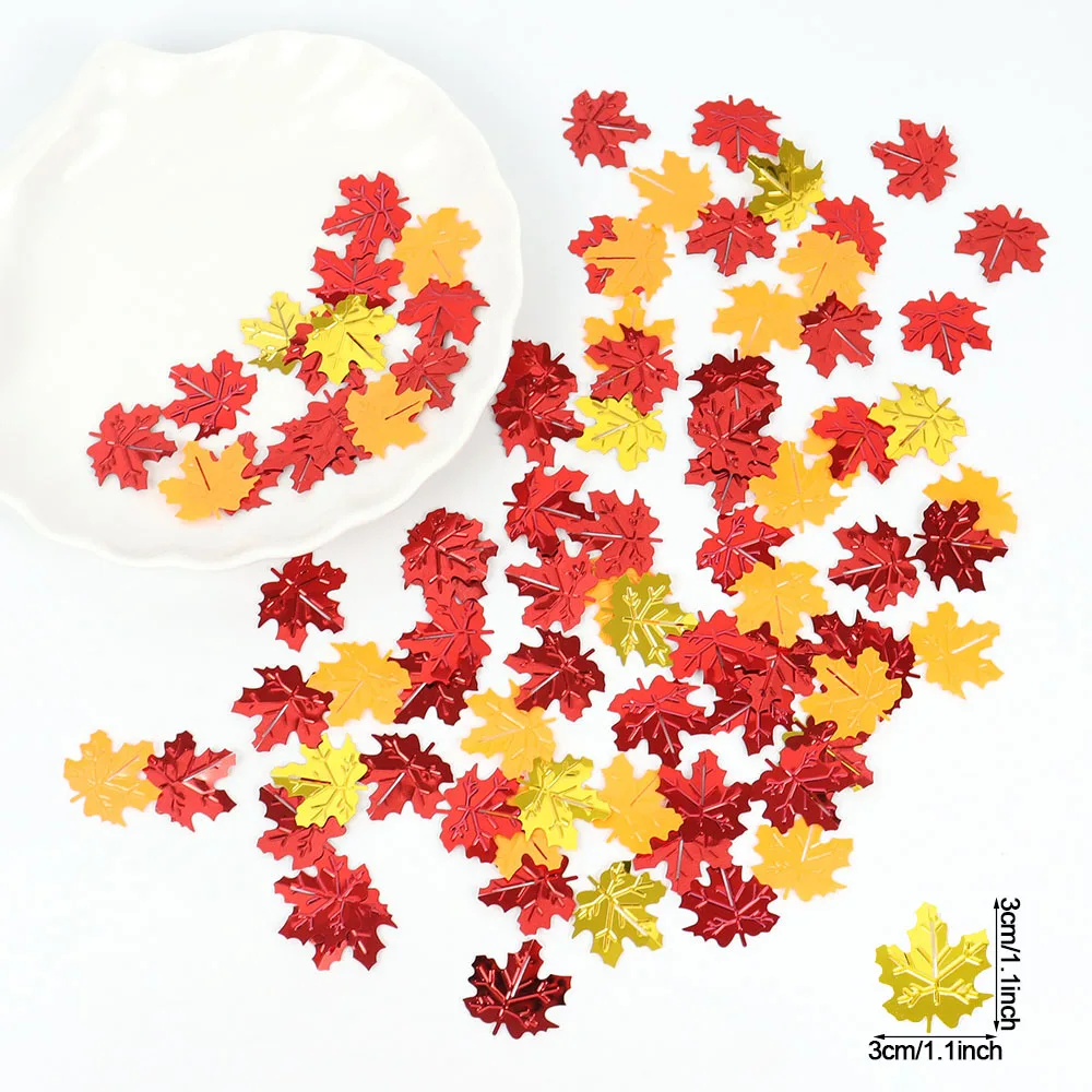 15g Herbst Glitzer Ahornblätter Konfetti Thanksgiving Dekor Pailletten Herbst Hochzeit Geburtstag Halloween Party Tischstreuer Konfetti – Detail 8
