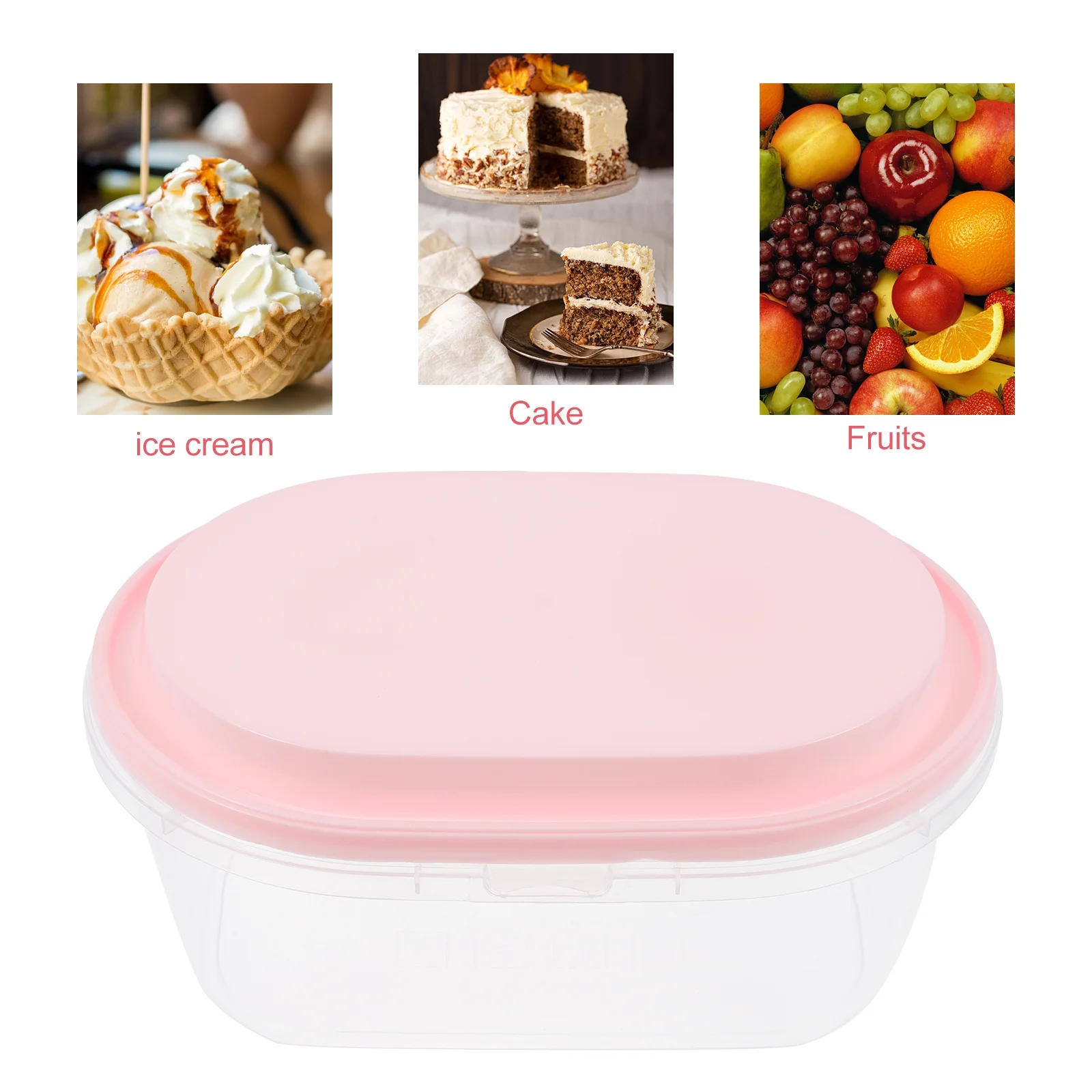 1Set Oval Plastic Ice Cream Container Cake Box Lid Included Dessert Case Storage Box for Ice Cream Cake Fruit Soy Milk