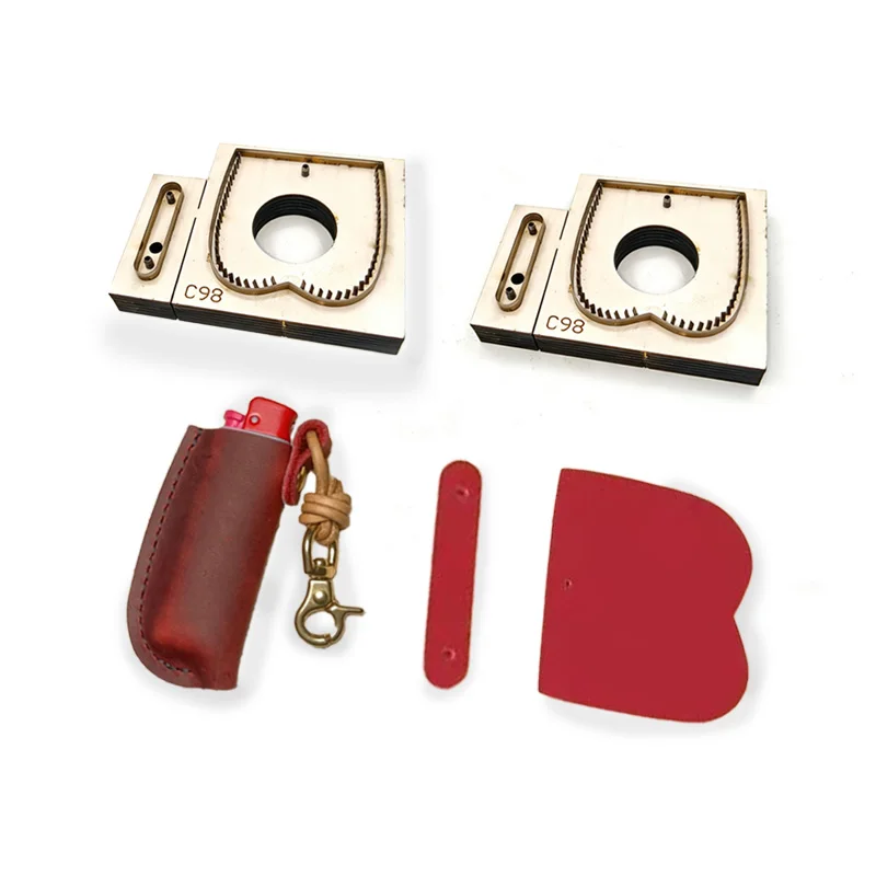 C98 Handcrafted LeatherGoods DieCutter Machine for Lighter Case Cutting Mold with Sewing Position DIY Keychain Leather Cover Mak