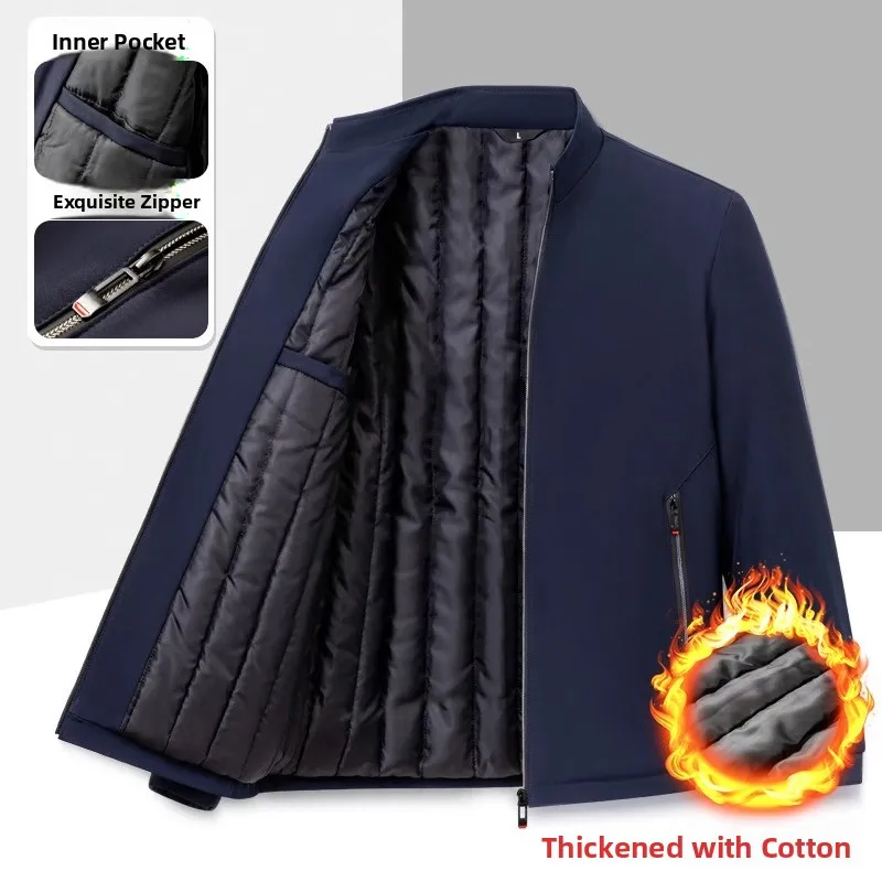 سترة رجالية من القطن المربعات، معطف كاجوال بأكمام طويلة وأزرار للرجال في منتصف العمر، سميك للخريف والشتاء من ألياف البوليستر،...