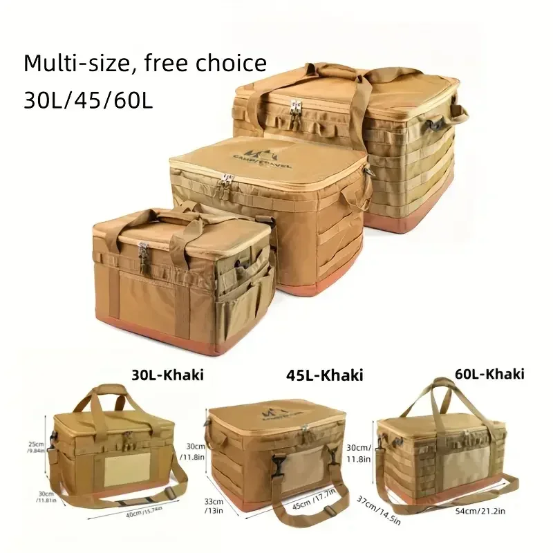 30L/45L/60L Multi-size Camping Storage Bag, Folding Tote Bag, Outdoor,Camping Stove Tableware Organizer, Durable Picnic Gear Box