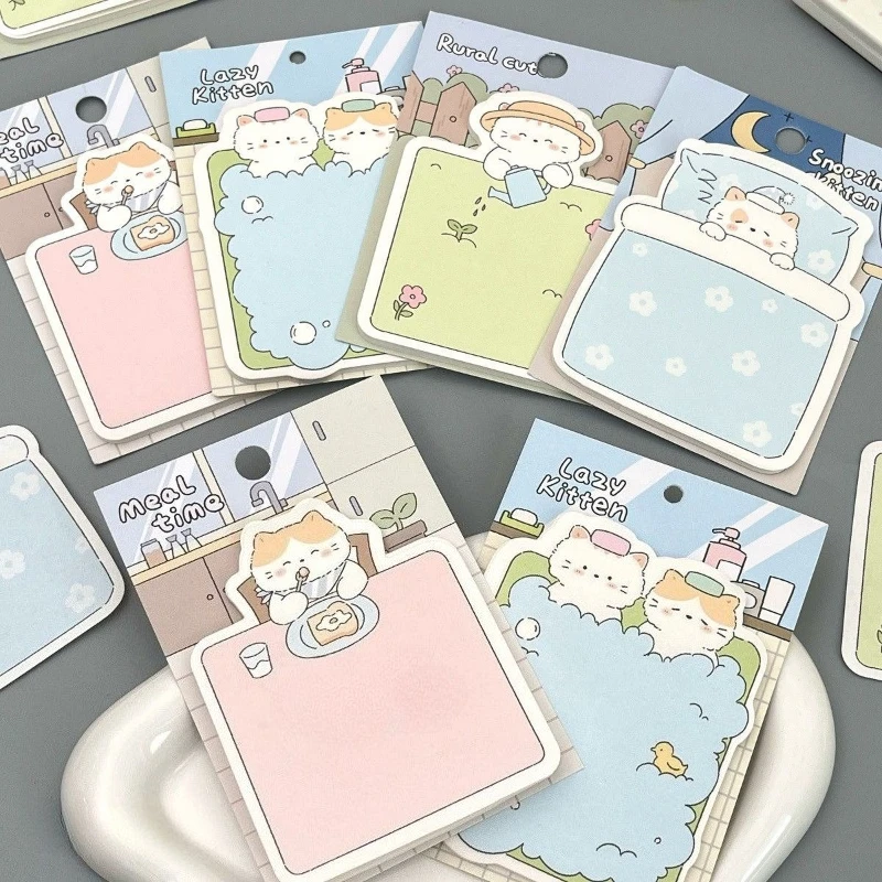 Kawai Schreibwaren Yun Duo Tagebuch Niedliche Katzenillustration Spezielles Material Multifunktionaler Notizblock Lieblicher Memo-Block N-fach Haftnotizen