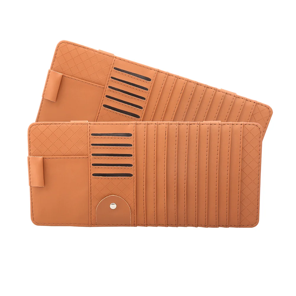 

Premium Car Sun Visor Organizer Brown Cd Storage Bag for Vehicle Multi-Purpose Dashboard Mount Accessory