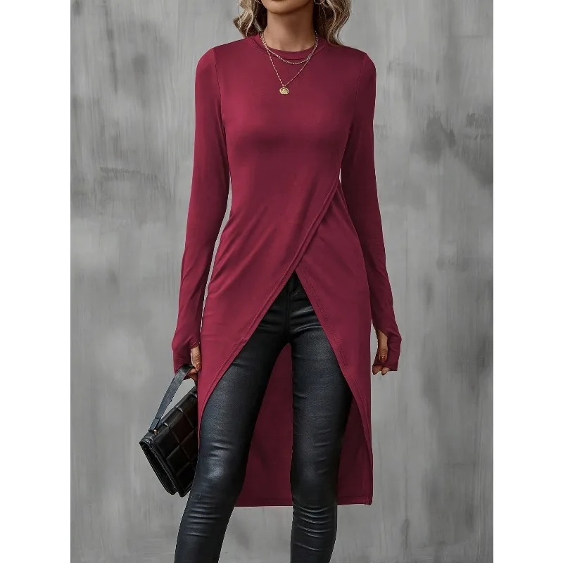 

Basic T-shirt Extended Literary and Retro Design High-end Women's Top