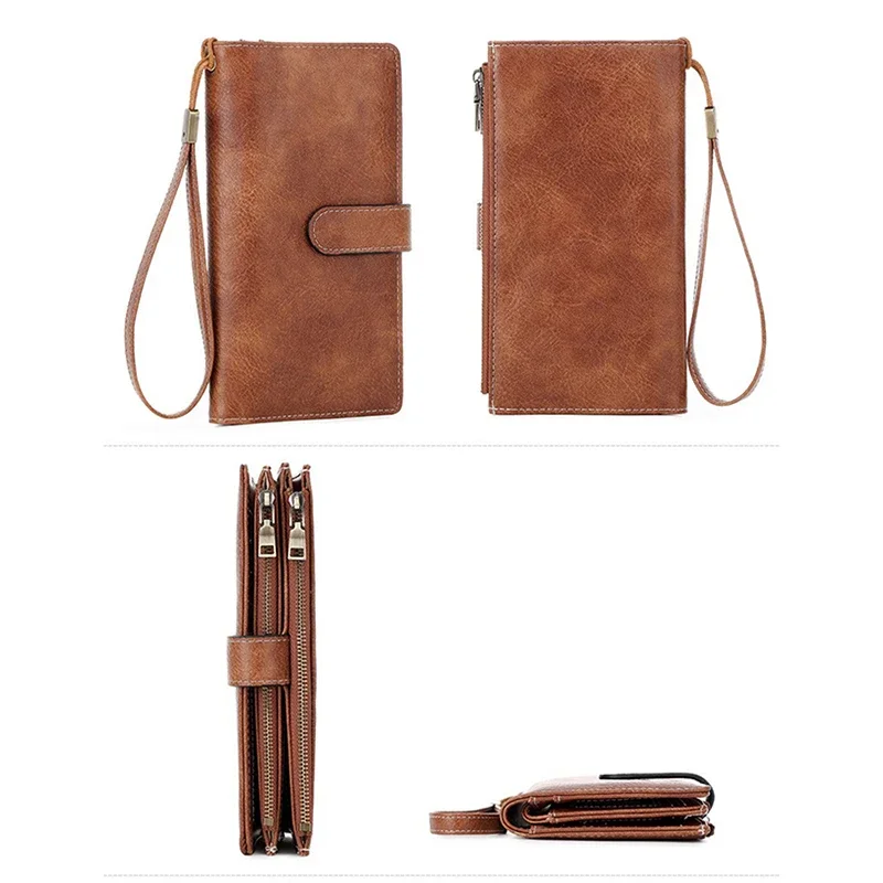Fashion Women's Wallets Large Capacity RFID Blocking Credit Card Holders Purses for Women Double Zipper Pocket Long Handbags