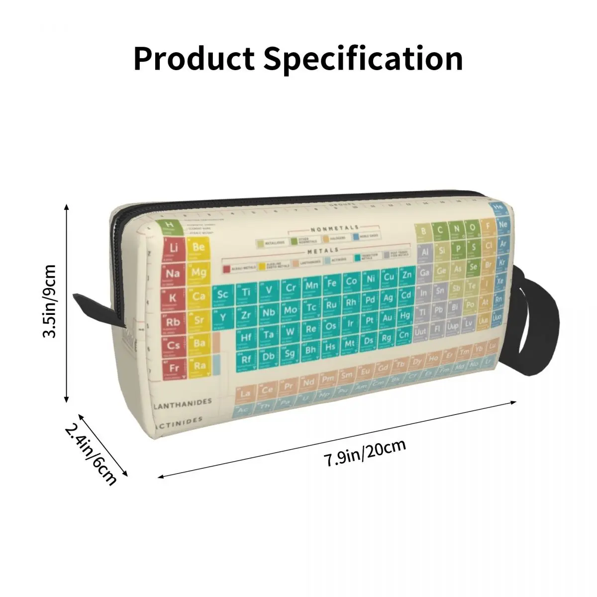 Elements borsa per il trucco della tavola periodica per le donne organizzatore cosmetico da viaggio borse da toilette per la conservazione chimica