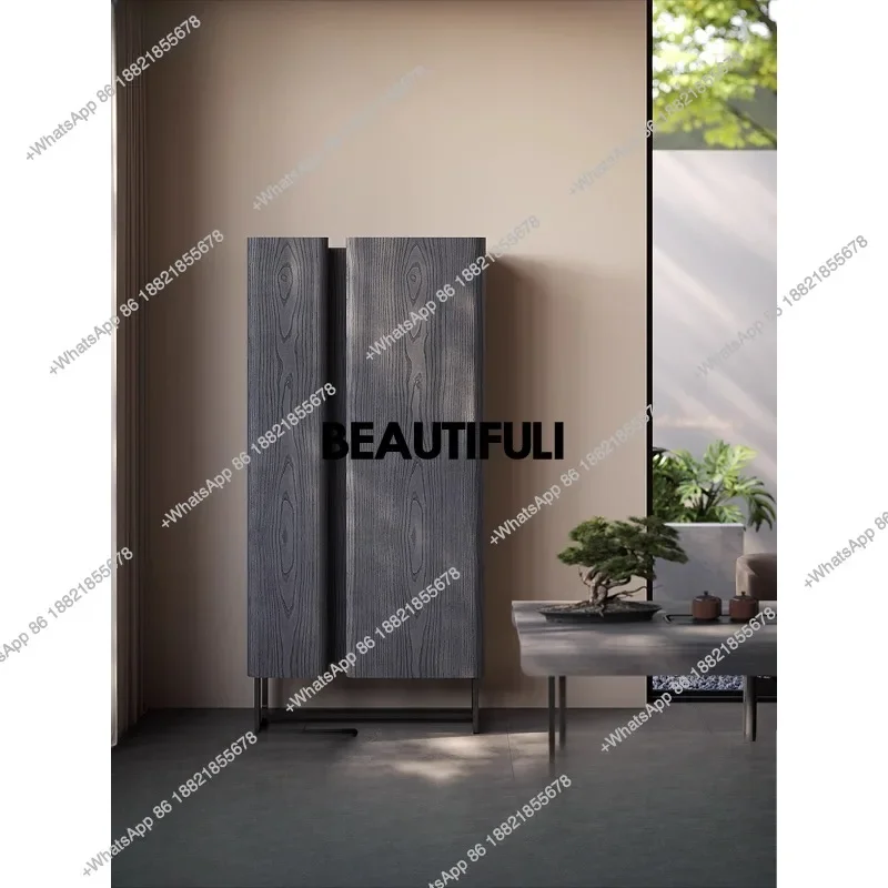 D80 ash tea cabinet, vertical storage cabinet, living room home storage cabinet, high-end sense of Bogu shelf