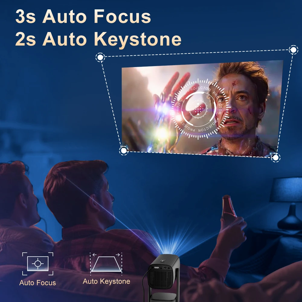 Salange K2 Projector Built-in 5200mAh Battery 4K HD Bluetooth Android 11 for Cinema Outdoor Proyector With RGB Light Speaker