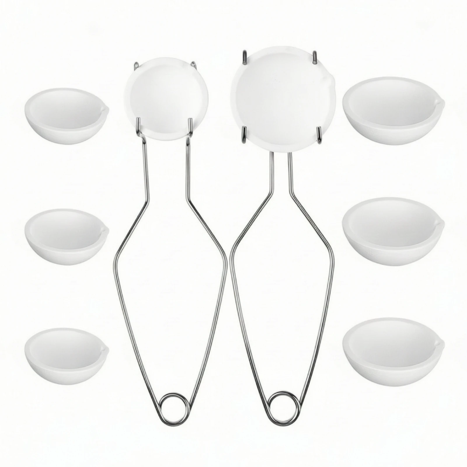 10 Pieces Crucible and Tongs Set High-Temperature Resistant Stainless Steel Holding Tongs with Finger Loops for Jewelry Makers