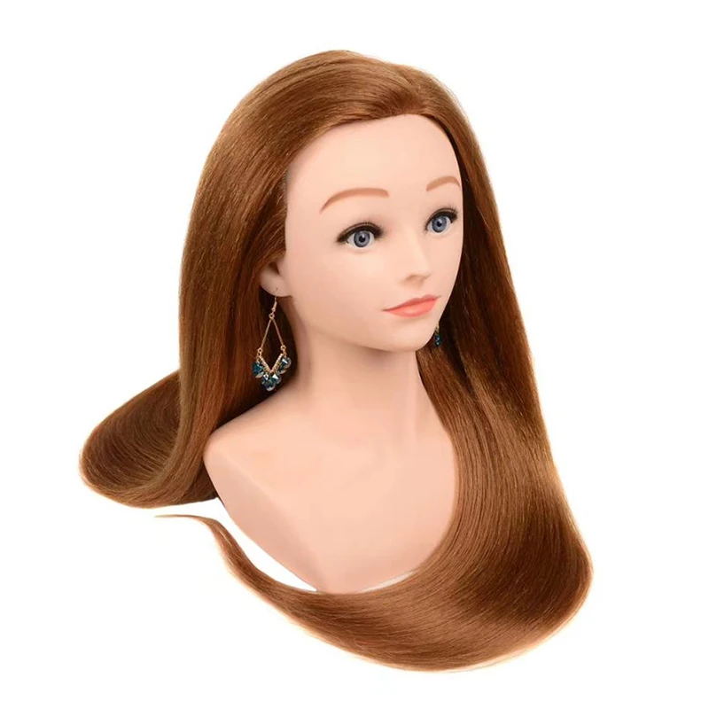 Doll Head Hairdresser Training Head with Clamp Mannequin Head with 85% Real Hair Cosmetology Manikin for Braiding Styling