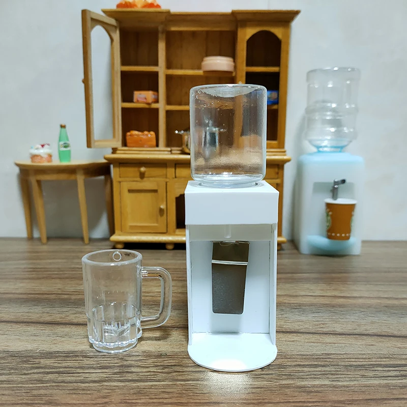 Casa de boneca mini dispensador de água (pode receber água) para casa de boneca cozinha sala estar móveis decoração acessórios