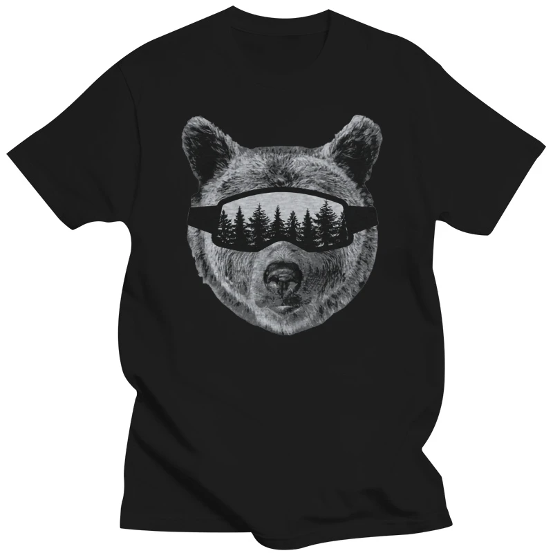 

Mens Ski Bear Tshirt Funny Outdoor Winter Sports Tee For Guys