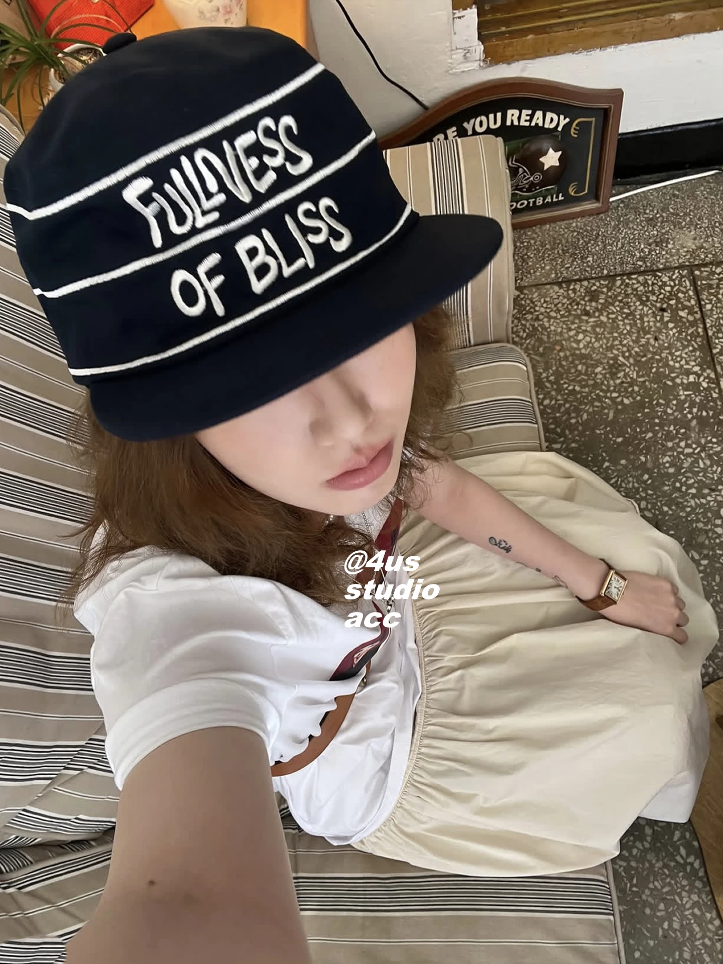 

Baseball Cap for Women with Striped Embroidered Letters, Sailor Hat, Flat Brim Duckbill Cap
