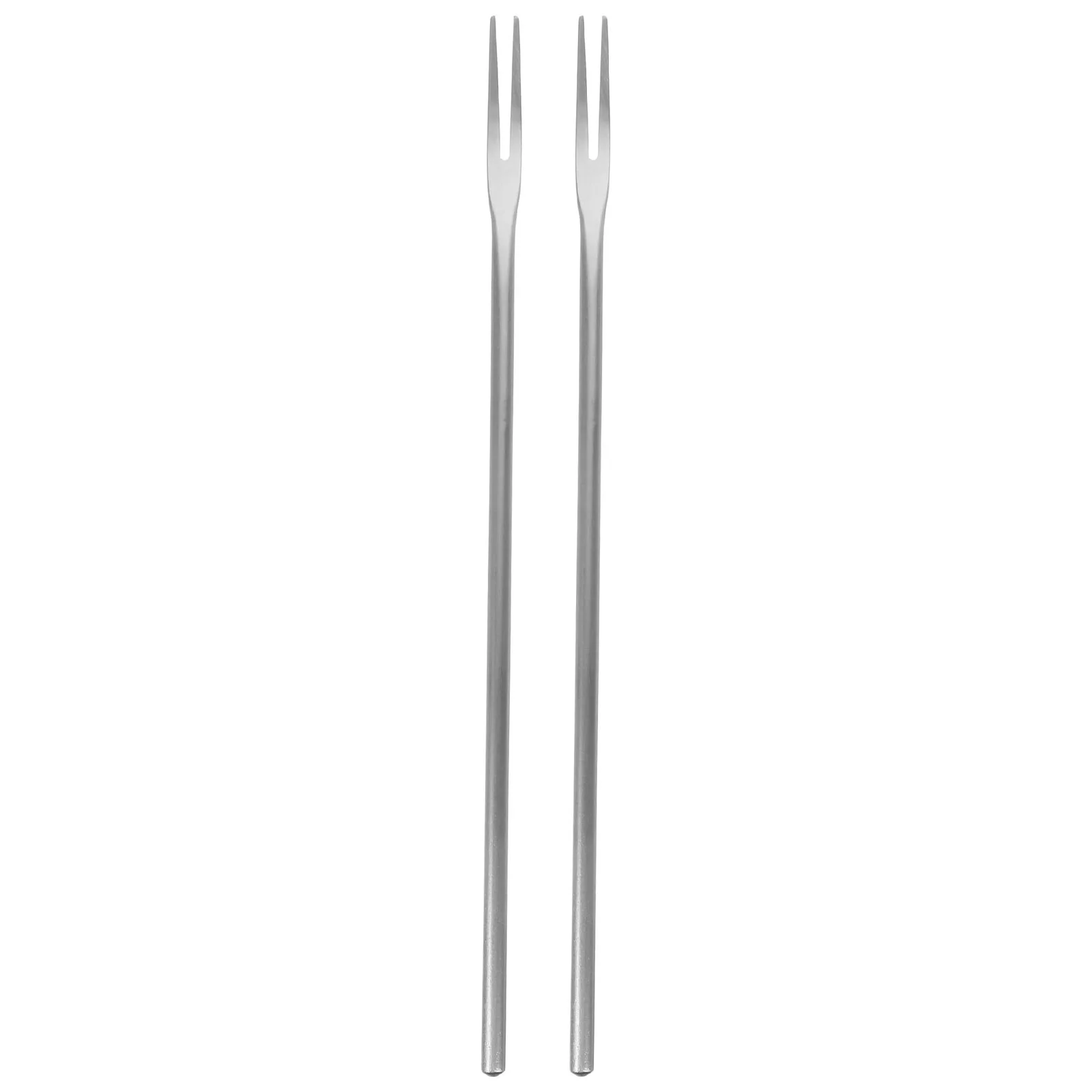 

2pcs Stainless Steel Long Handle Fruit Forks Two Teeth Dessert Cake Forks Party Supplies For Banquet Home Bar Kitchen
