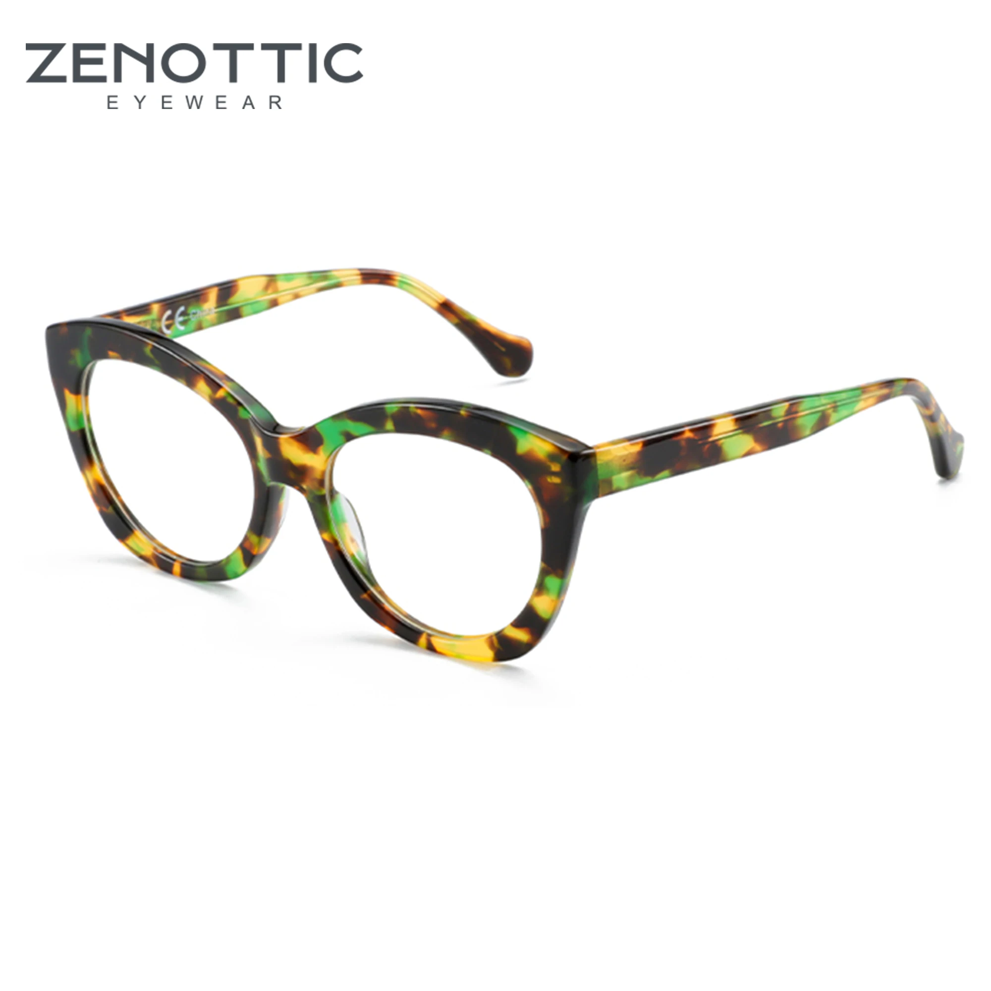 ZENOTTIC Feminine Winged Clear Acetate Butterfly-Brille für Damen, weiche Kontur, architektonische Ausstrahlung im Minimalismus