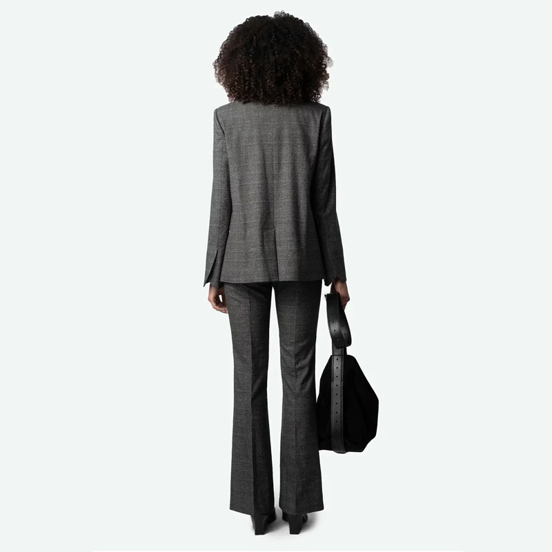 Zadig Plaid Blazer Pant Suit Women Elegant Lapel Blazers Female Casual Slim Fit Suit Chic High Waist Pants Lady Coat Trousers