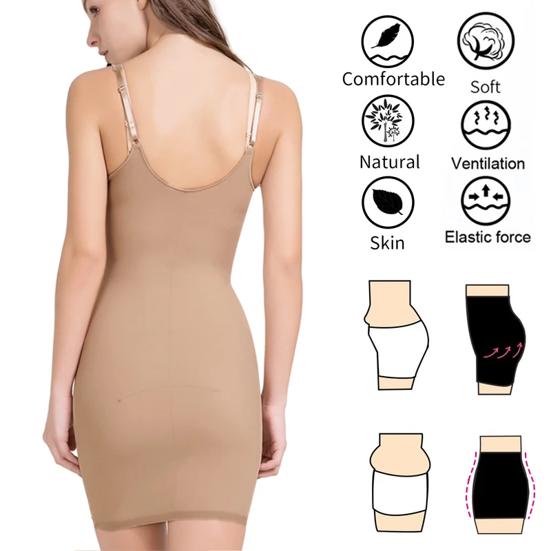 Sexy Full Slip Shapewear Dress Bodysuit Lingerie Body Shaper Women Slimming Underwear Female Tummy Control Waist Trainer XXXL