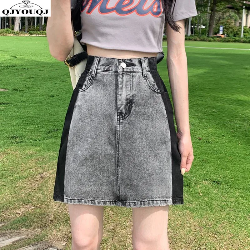 Frühling/Sommer koreanische neue Denim kurzen Rock hohe Taille schlanke A-Linie würzigen Mädchen halben Rock gewickelt Hüftrock