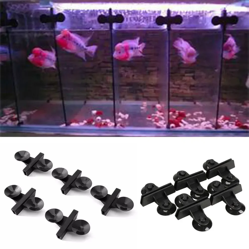 10PCS Aquarium Fish Tank Suction Cup Divider Black Plastic Sheet Holders Glass Cover Separating Divider Support Clip Bracket