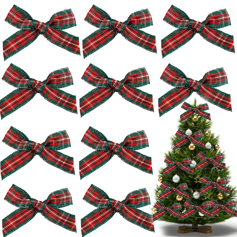 

50pcs Christmas Bows Xmas Tree Hanging Ornament DIY Wreath Crafts Christmas Decorations For Home 2025 New Year Noel Navidad Gift