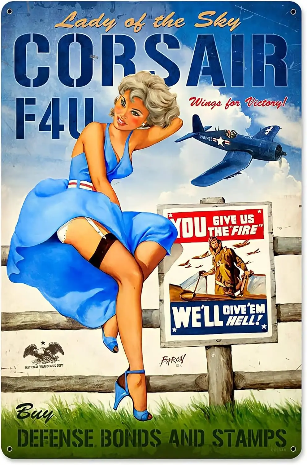 F4U Plane Lady of The Pin Up Sign Funny Tin Sign Bar Pub Diner Cafe Wall Decor Home Decor Art Poster Retro Vintage 8