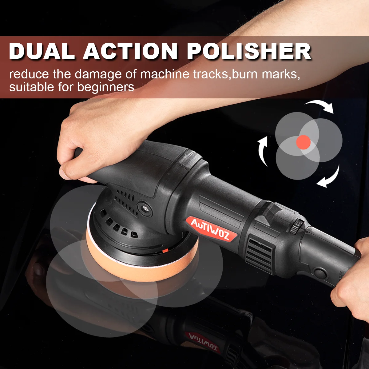 AUTIWOZ Car Polishing Machine Dual Action Car Polisher DA 920W High Power Random 9mm Random Orbital Machine Auto Waxing Tool