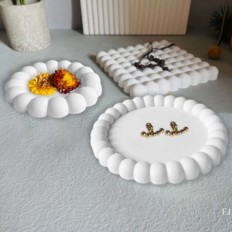[YU]Plate Storage Coaster Mold DIY  Nordic Plaster Coaster Round Tray Pottery Mould Home Decor Handicrafts Gift