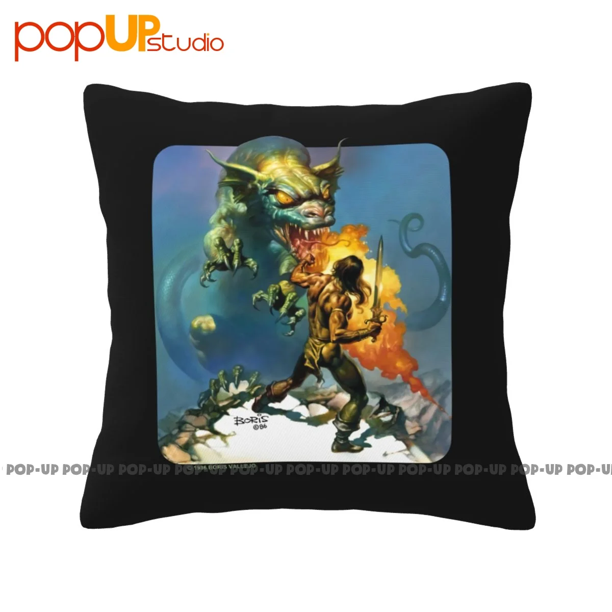 Luxury Vintage 1986 Boris Vallejo Conan The Barbarian Comic Cartoon Pillowcase Throw Pillow Cover Thickened