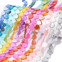 6 8 10 12mm Flat Heart Shape Shell Beads Multicolor Mother of Pearl Shell Horizontal Hole Vertical Hole Dyed Shell for Handmade