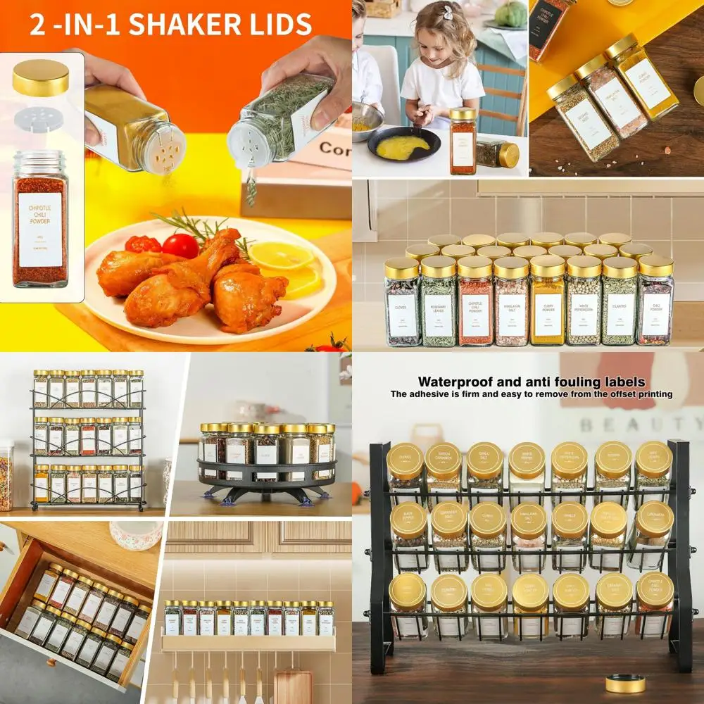 

Стеклянные банки для специй на 4 унции с крышками для шейкера, контейнерами для приправ, воронкой, меловой ручкой для хранения в шкафу и ящиках (48 шт.)