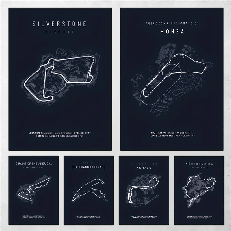 Retro Track Map Track Leinwand Poster Abstrakte Geometrische Wand Kunstdruck Moderne Wohnzimmer Schlafzimmer Schlafsaal Spiel Zimmer Home Decor