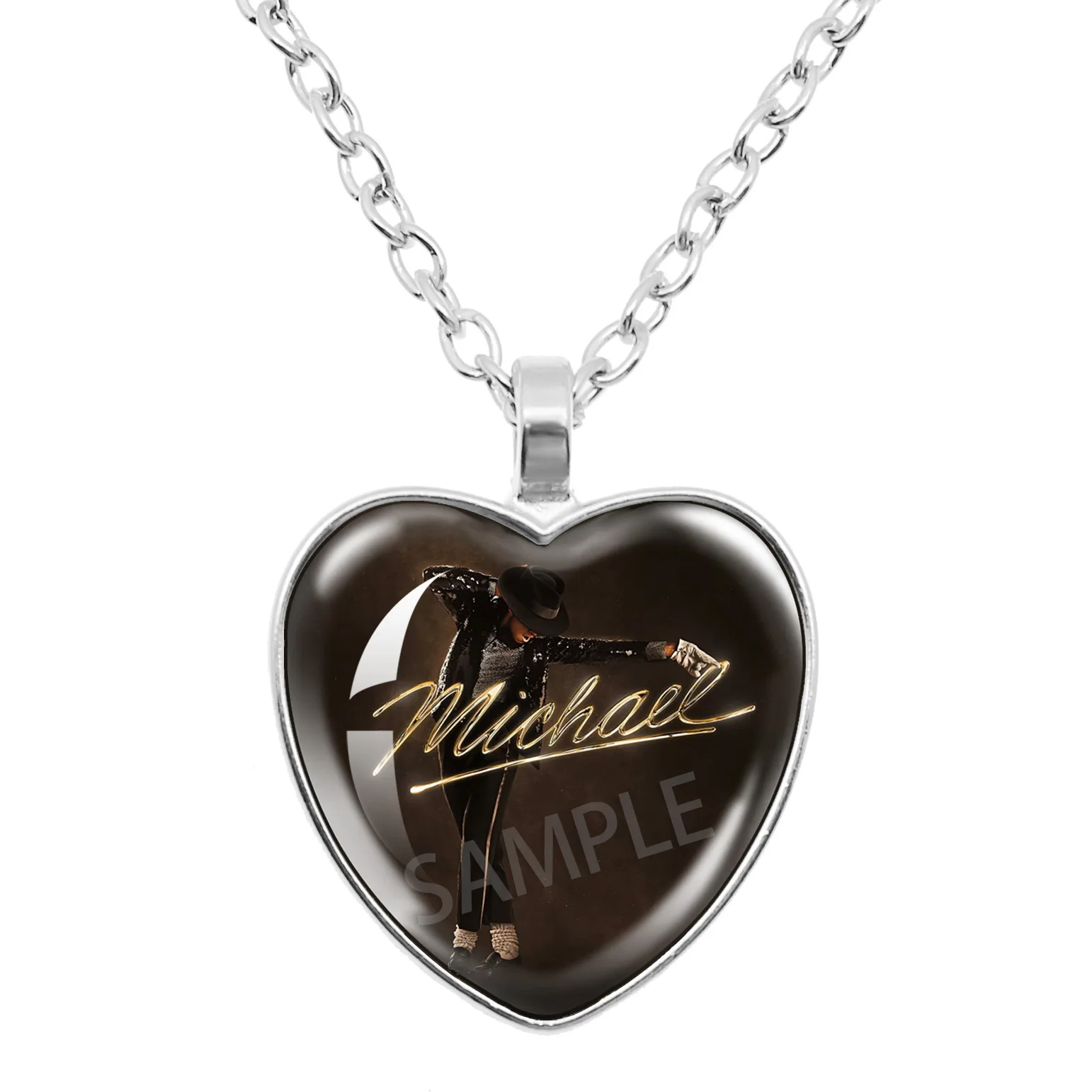 2026 Michael Jackson Halskette Herzanhänger Künstlerische Foto-Glascabochon-Schmuck MJ Charms Accessoires Party-Accessoires – Detail 5
