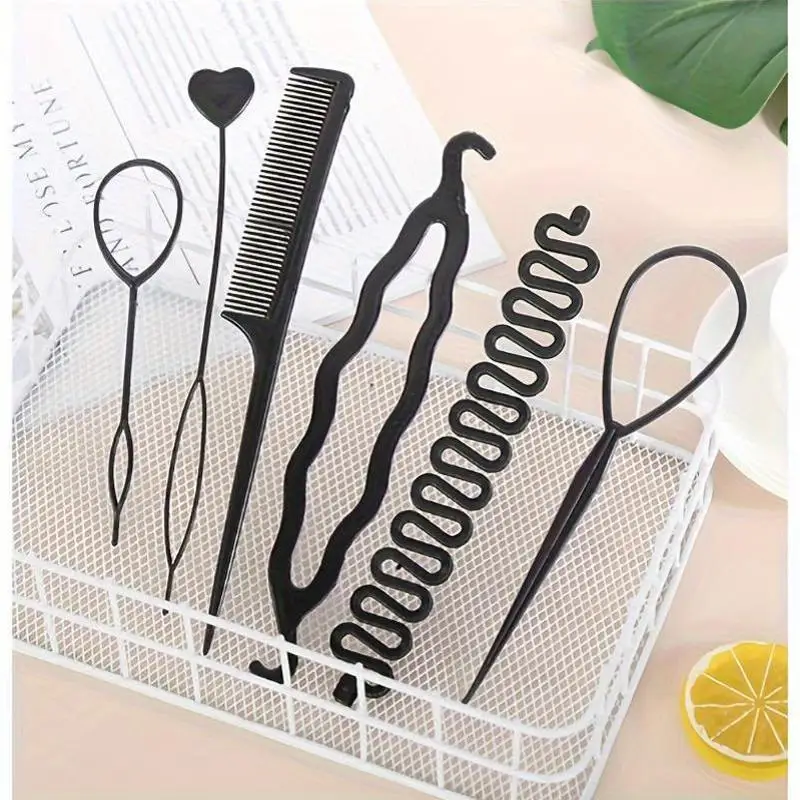 Hair Styling Set for Women - Includes Braiding Tools, Pull-Through Needle, Disk Comb & More - Perfect for All Hair Types, Black