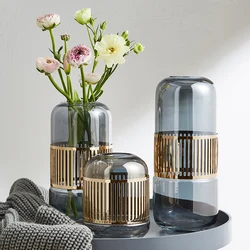 European Plated Glass Vase Hydroponic Flower Arrangement Flower Vase Living Room Decoration Gift Artifact Vases Table Decoration