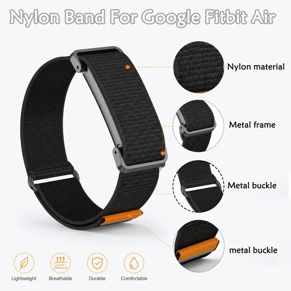 2-3PCS Nylon-metal Combination Band for Google Fitbit Air Soft Touch Wear Resistant Replacement Watch Band for Google Fitbit Air