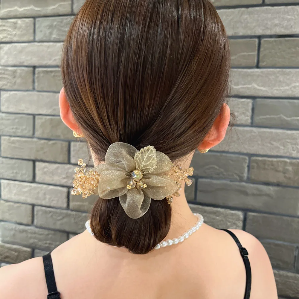 Blumen-Haargummis, modische und hochwertige Haargummis für den Dickdarm, Perlen-Haargummi, Accesorios Para El Cabello, Haar-Accessoires