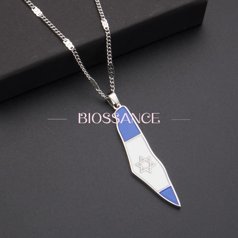 Biossance new fashion and exquisite stainless steel drip glaze map pendant necklace for men and women ethnic style jewelry gifts