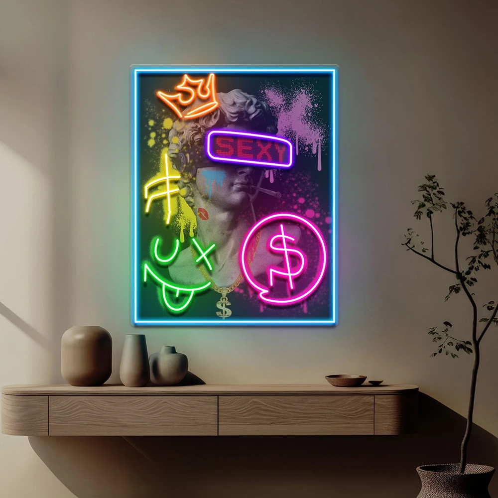 FC Party House Collammar Art LED Neon Sign Light, Pop Art, Salon, Chambre à coucher, Décoration murale, Esthétique, Personnalisé