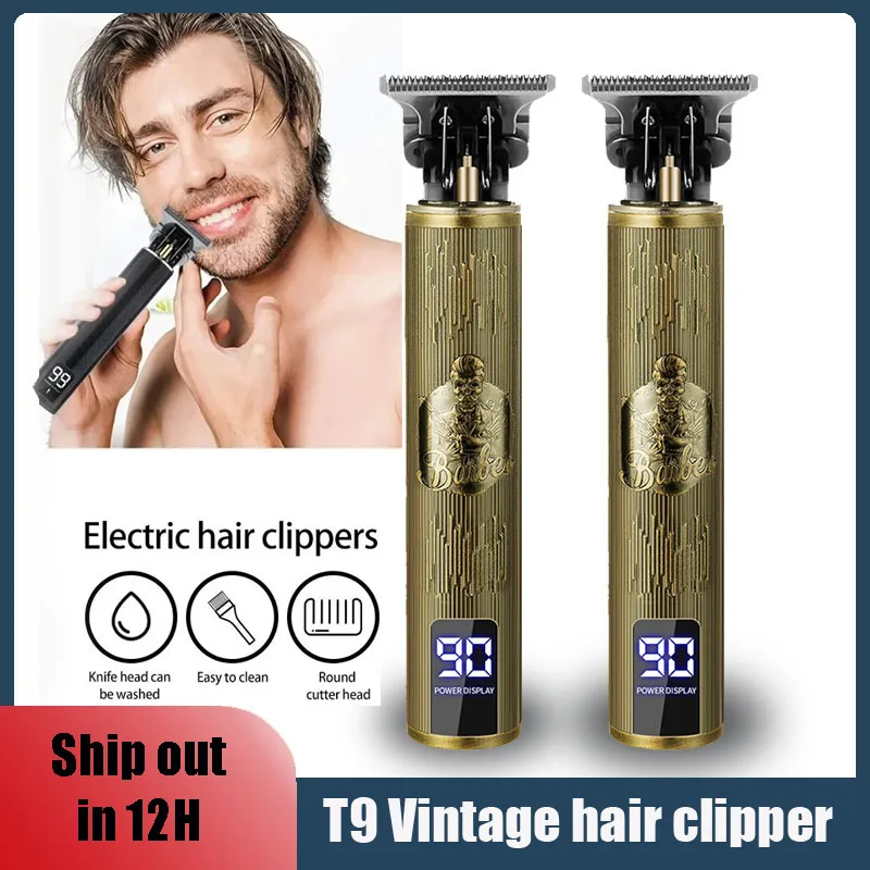 Electric LCD Hair Clipper Trimmer All In One Gold Light Head Rechargeable Hair Clipper Oil Head Hair Carving Mark Razor